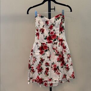 Kimchi Blue Red Floral Strapless Dress